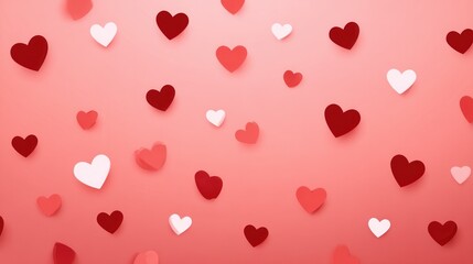 Colorful Heart Shapes on Pink Background for Celebrations