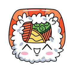 Emoji sushi character kawaii face