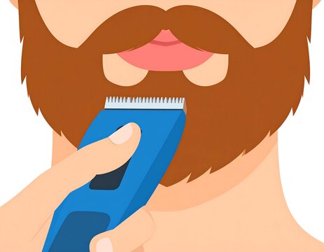 Man trimming beard with electric razor