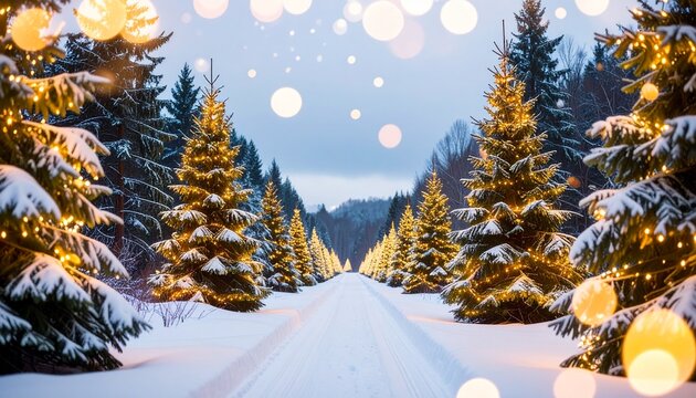 Enchanted Winter Forest Path  - Powered by Adobe