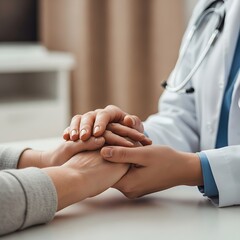 Medical image emphasizing compassion and connection between a healthcare provider and a person.