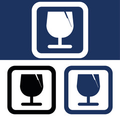 Fragile glass icon set for packaging and shipping labels Vector