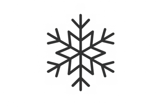 Snowflake outline icon symbolizing winter, cold, frost, and christmas season elements on transparent background