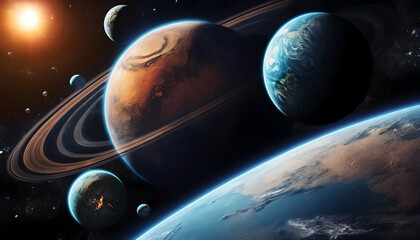 Beautiful outer space planet background 