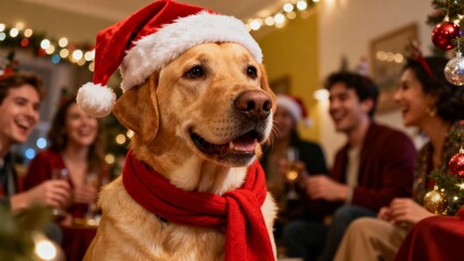 산타모자쓴래브라도와함께하는크리스마스파티