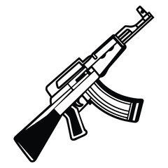 a rifle silhouette vector icon design with a white background	
