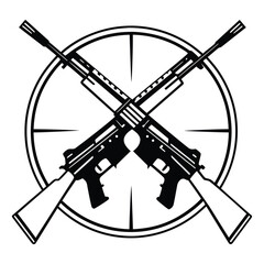 a rifle silhouette vector icon design with a white background	
