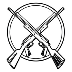 a rifle silhouette vector icon design with a white background	
