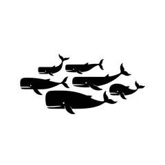 Whale pod swimming gracefully ocean wildlife art