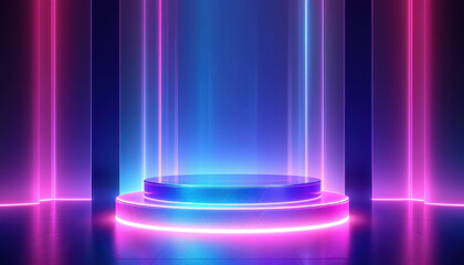 Neon Glow Stage with Candid Lighting and Natural Color Palette