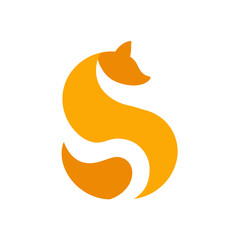 Stylized Orange Fox Logo with Letter S Shape: Creative Abstract Animal Symbol for Modern Branding and Graphic Design