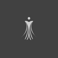 Abstract elegant human figure logo design on dark background, representing success, growth, community, and wellness