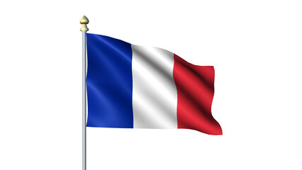 France national Waving flag with flagpole on transparent background