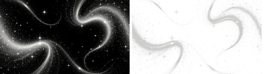 BW sparkling stars swirling pattern transparent PNG