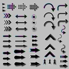 A set of stylish arrows. Groups of 3 pieces in different styles.