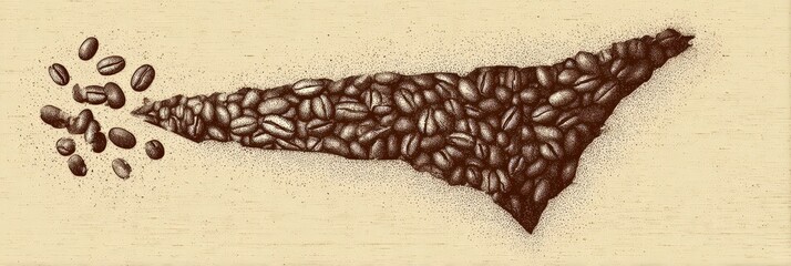 North carolina map formed by coffee beans on textured background