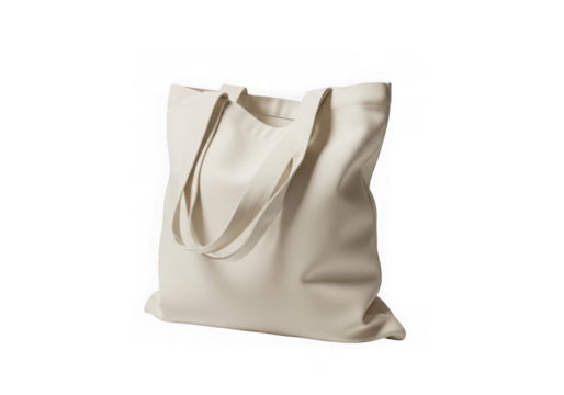 Natural canvas tote bag with handles isolated on transparent background - Powered by Adobe
