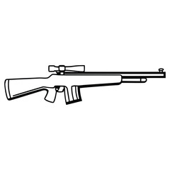 a rifle silhouette vector icon design with a white background	
