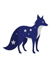 Obraz premium Mystical fox silhouette blending with stars for cosmic and nature themed designs vector