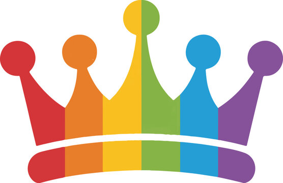 Rainbow Crown Icon - Symbol of Royalty, Diversity, and Celebration