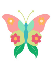 Obraz premium Scalable vector illustration of a whimsical butterfly blending with colorful flowers ideal for design