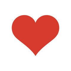 Simple solid red heart shape icon for romantic and love graphics designs