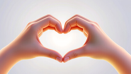 Fototapeta premium Creating a heart shape with hands against a soft glowing background
