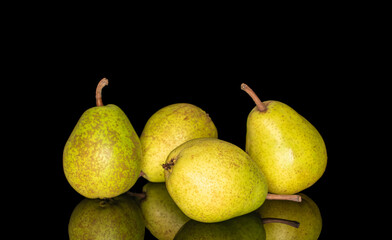 fresh pears isolated on black glass