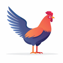 Fototapeta premium Colorful Vector Illustration of a Rooster with Wings