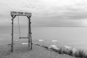 Wooden swing in a viewpoint in The Coast of Villaricos town