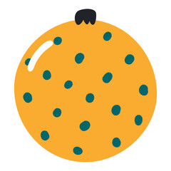 Christmas ornament, tree decoration, bauble, ball isolated on transparent. Hand drawn flat vector illustration. Traditional holiday, Xmas, New Year, seasonal design element, clip art