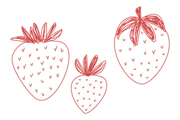 Doodle strawberries collection simple line art