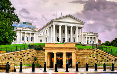 Historic Virginia State Capitol in Richmond, Virginia, United States. Viewed from its modern Bank...