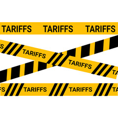 Yellow and Black “Tariffs” Tape Design – Economic Restriction or Caution Concept