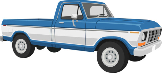 Retro Blue and White Farm Pickup Truck
