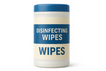 Disinfecting wipes product container for surface cleaning