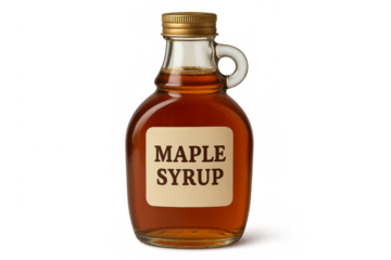 Maple syrup in classic glass bottle with handle