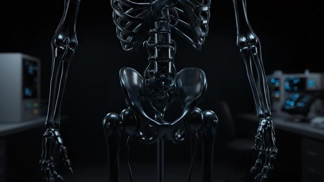 Intricate 3D Rendering of Human Skeleton and Ribcage, Showcasing Bone Structure and Anatomy in Medical Science, Highlighting Advanced Healthcare Technology and Innovation in Design