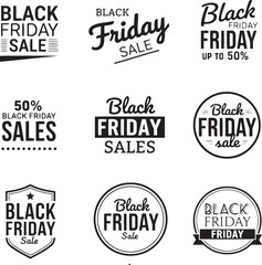 Fototapeta premium Black Friday Sales Logos and Labels for Promotional Campaigns