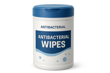 Antibacterial wipes container for disinfecting and sanitizing surfaces