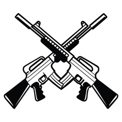 a rifle silhouette vector icon design with a white background	
