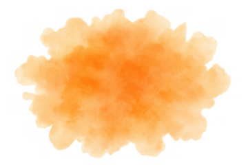 Orange watercolor paint splash creating a soft, warm abstract blob. Ready for design projects, banners, and overlays