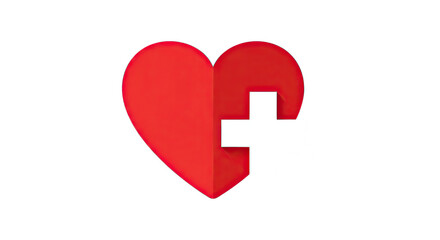Red heart symbol with a medical cross, representing healthcare and wellness