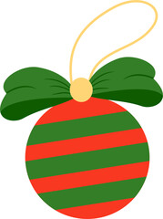 christmas ball with green ribbon