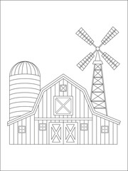 Farmhouse Line Art Illustration