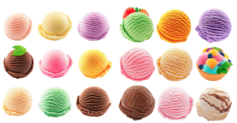 Delicious Ice Cream: A vibrant array of colorful ice cream scoops, offering a delightful and refreshing treat, ready to satisfy any sweet craving.