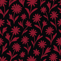 Ink drawn botanical seamless pattern, Ink drawn botanical design with beautiful flower and leaves. Flower art. floral and leaf pattern design for fabric, cotton, wallpaper, satin