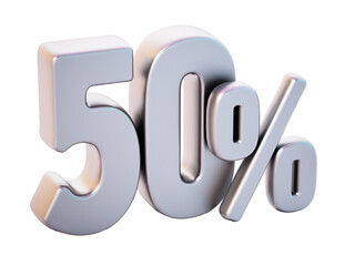 50 percent on transparent background. 3D illustration