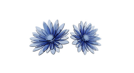 Obraz premium Two Blue and White Flowers on Black Background Illustration Design