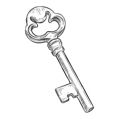 antique skeleton keys vector hand drawn illustration